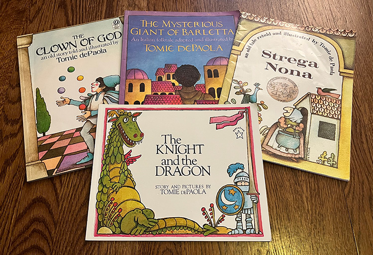 A picture of the books, The Knight and the Dragon