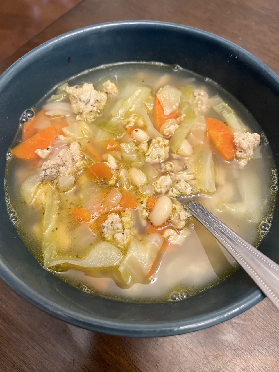 chicken, white bean and cabbage soup