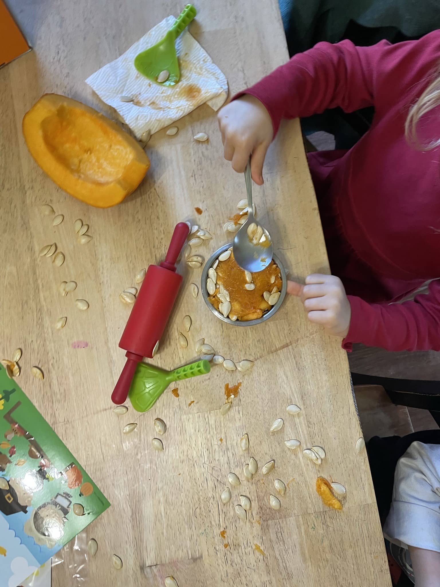 Pumpkin carving on a table