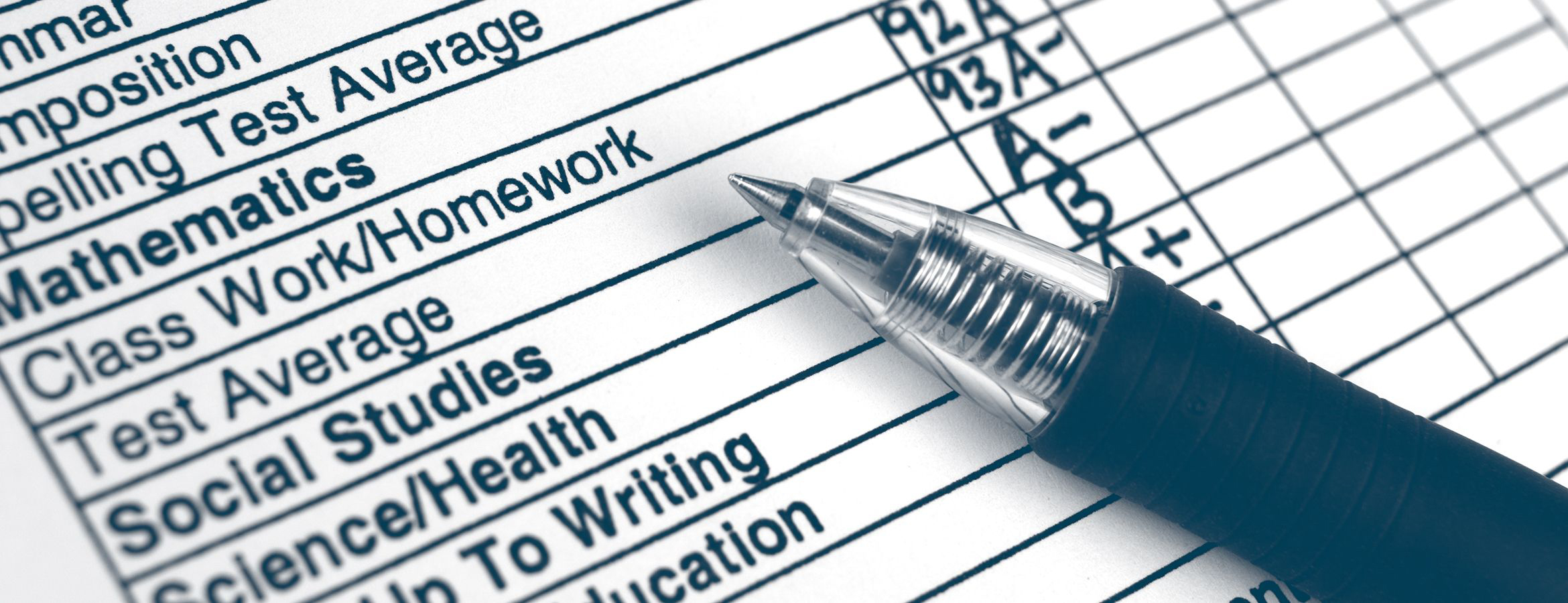 report card with grades