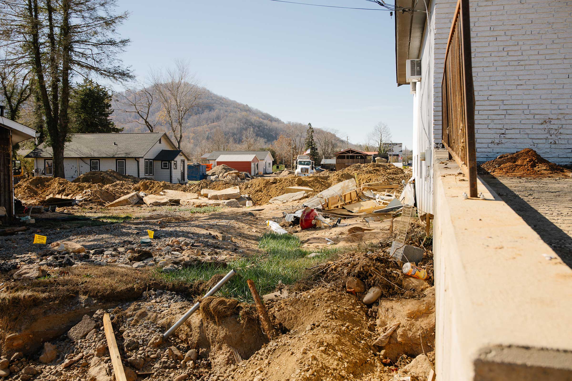 Destroyed landscape with houses