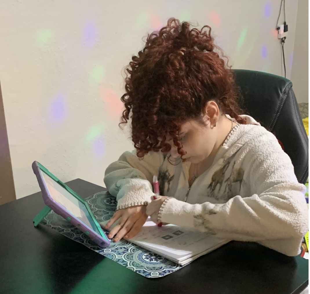 Susana doing homework