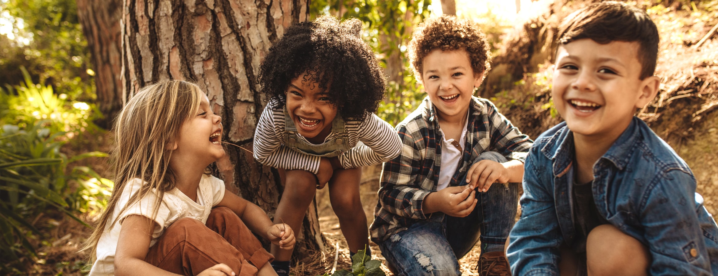 Group of children happy and free